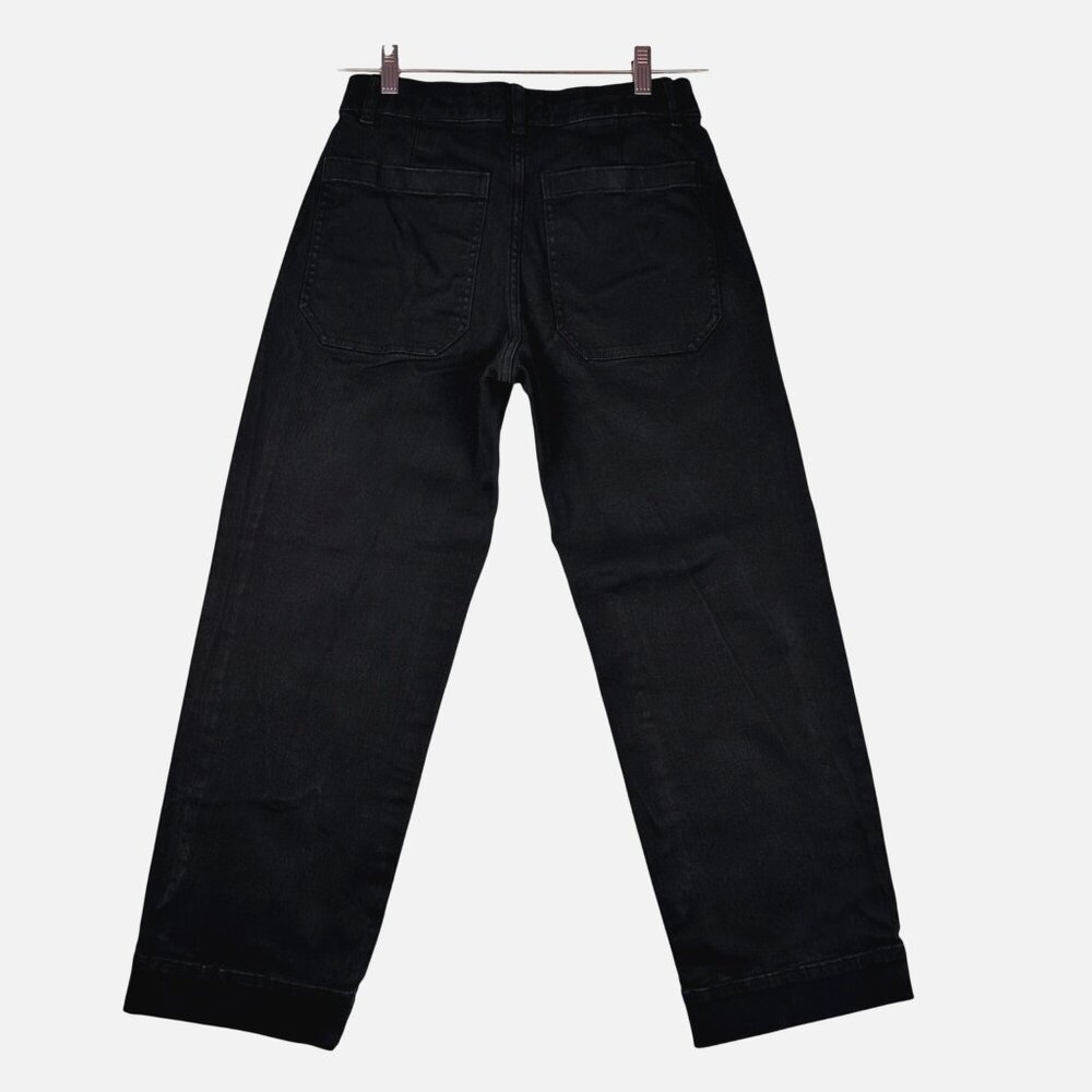 Everlane The Barrel Pant Black 4R High Rise Wide Leg Ankle Crop Organic Cotton - Picture 3 of 10